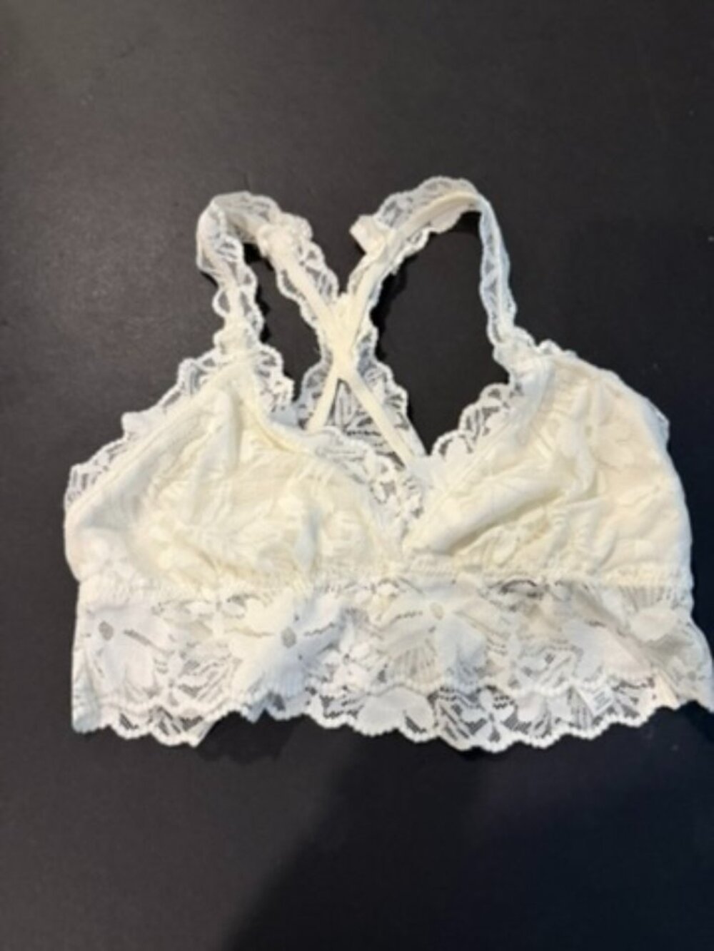 Aerie White Floral Lace Racerback Bralette Size M